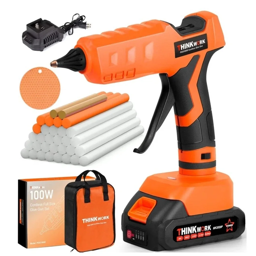 THINKWORK‎ | Heavy Duty Cordless Glue Gun Orange 100W 20V PGG100W